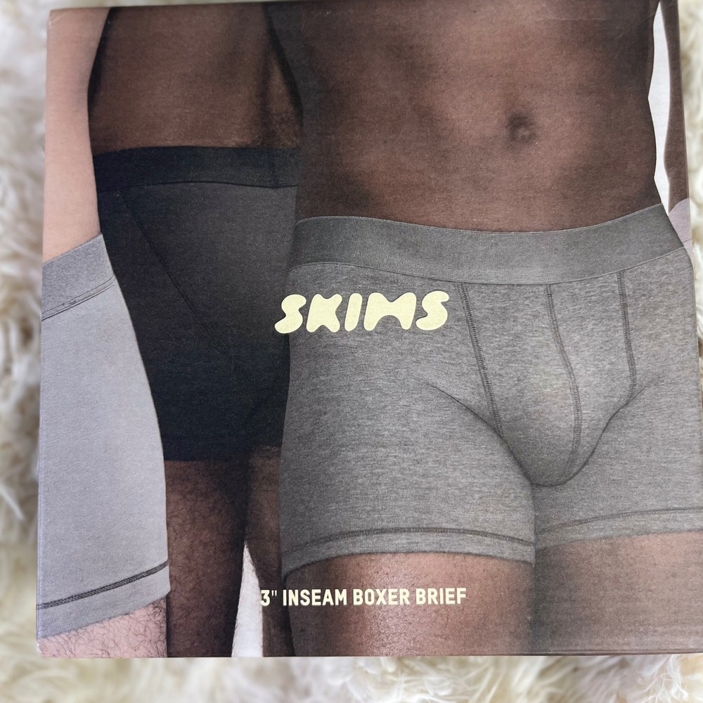 SKIMS Cotton 3" Boxer Briefs Heather Multi 3-pack Men Underwear  5X 56-58 in New